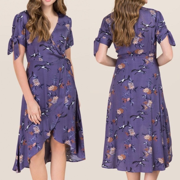 Francesca’s Blue Rain Midi Wrap Dress